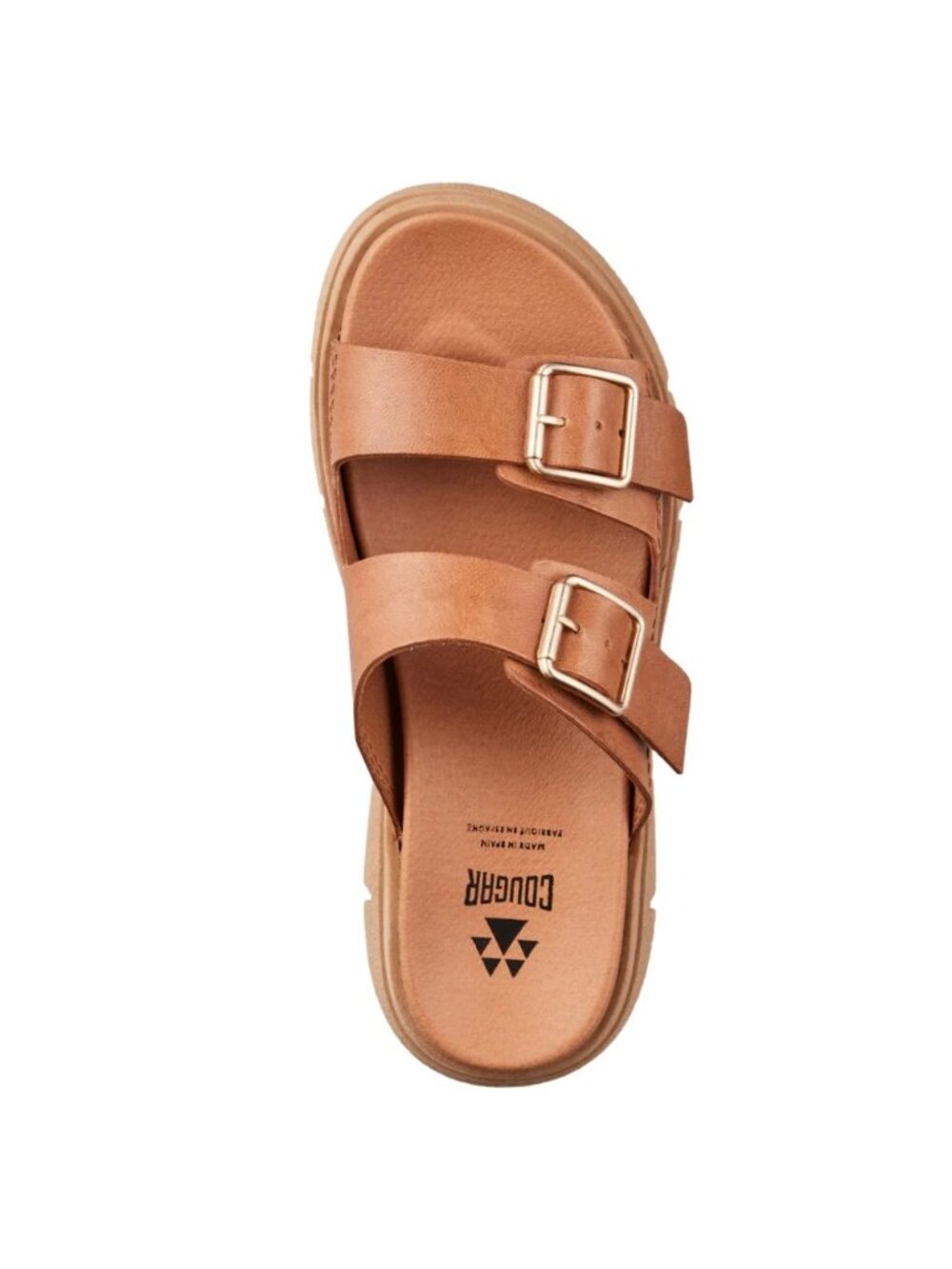 Cougar Womens Luxmotion Piera Tan Leather Double-Buckle Sandals Size 8.5 - Picture 3 of 7